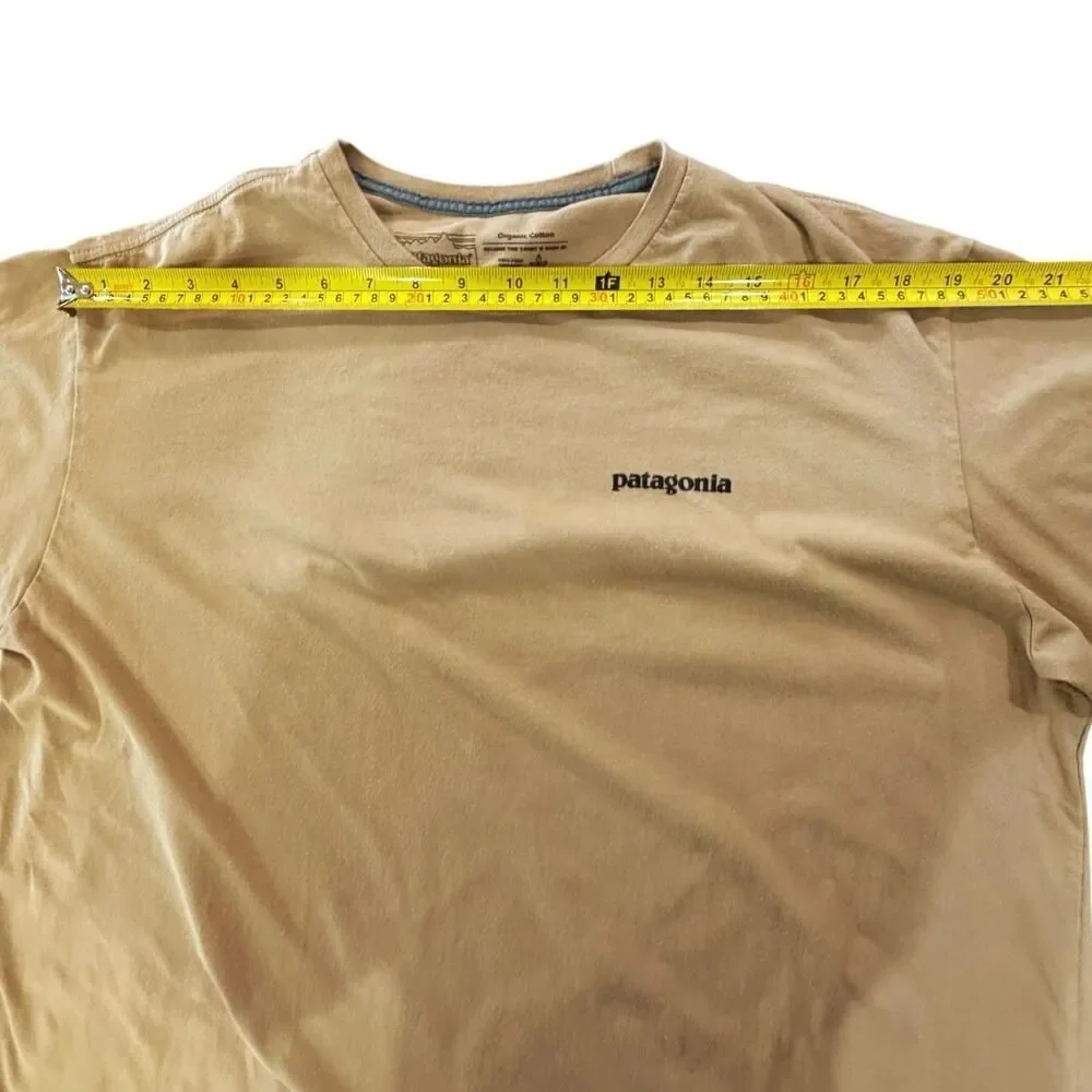 Patagonia Mens SZ L Tan P-6 Logo Responsibili-Tee Organic Cotton Crew Neck Shirt - Picture 12 of 14